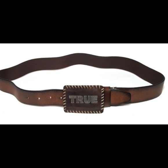 New True Religion Made in Italy Leather Belt 32 - Picture 2 of 4